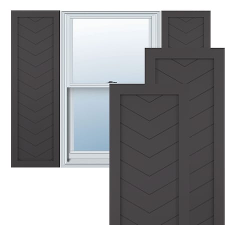 True Fit PVC Single Panel Chevron Modern Style Fixed Mount Shutters, Shadow Mountain, 18W X 31H